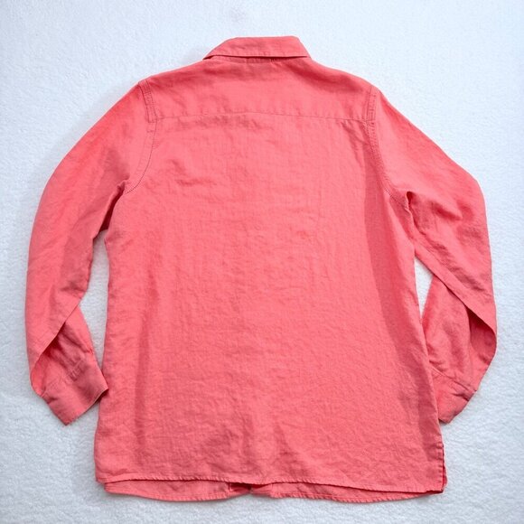 Sutton Studio 100% Linen Button Up Blouse Tunic Coastal Beachy Coral Womens XL - Picture 7 of 12